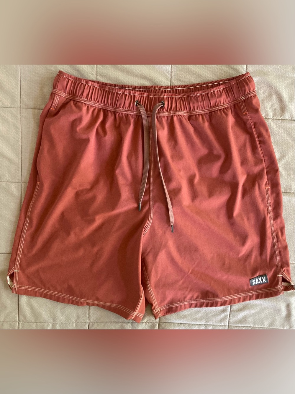 Saxx 2N1 Oh Buoy Athletic Volley Shorts Men’s Large 7” Pink Red Gym Swim Lined